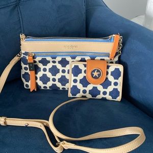 NWT Spartina 449 Navy and Cream Crossover purse and wallet.